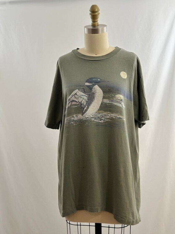 Vintage 90s Heron Nature Tee Shirt Novelty Print … - image 3