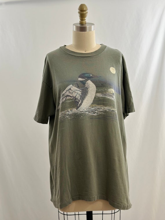 Vintage 90s Heron Nature Tee Shirt Novelty Print … - image 2