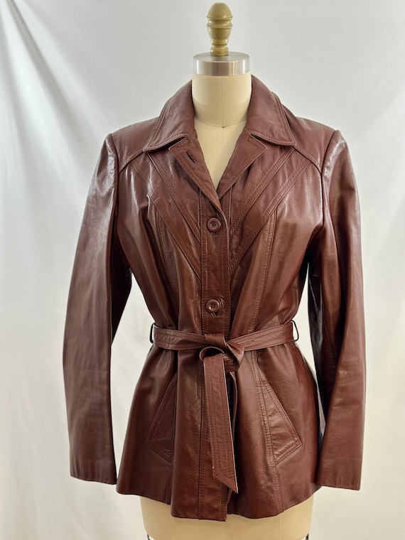 Vintage 70s Sienna Brown Leather Jacket Brown Leat