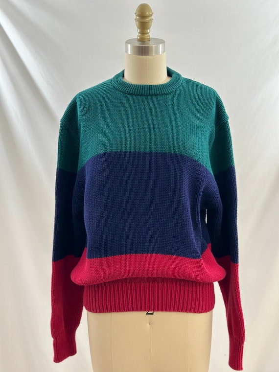 Vintage 90s Eddie Bauer Color Block Striped Sweater 90s Knit Pullover Medium Etsy UK