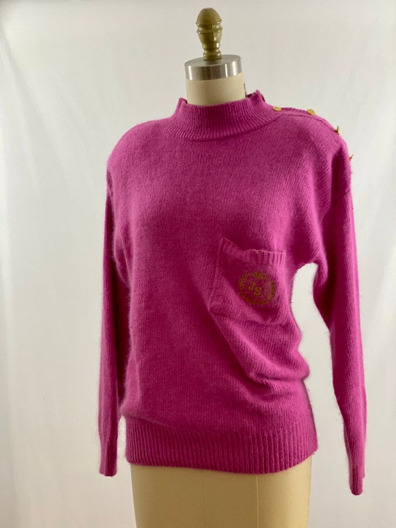 Vintage 80s 90s Jordache Sweater Magenta Silk Ble… - image 3