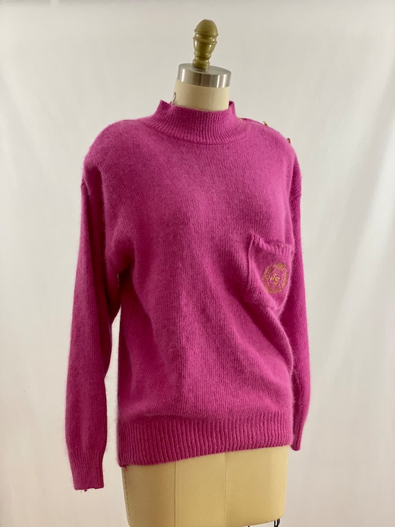 Vintage 80s 90s Jordache Sweater Magenta Silk Ble… - image 2