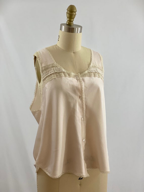 Vintage 80s Pale Pink Christian Dior Lace Tank To… - image 2