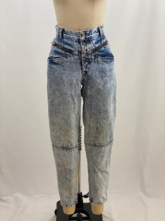 Vintage 80s Acid Washed Denim Jeans High Waisted D