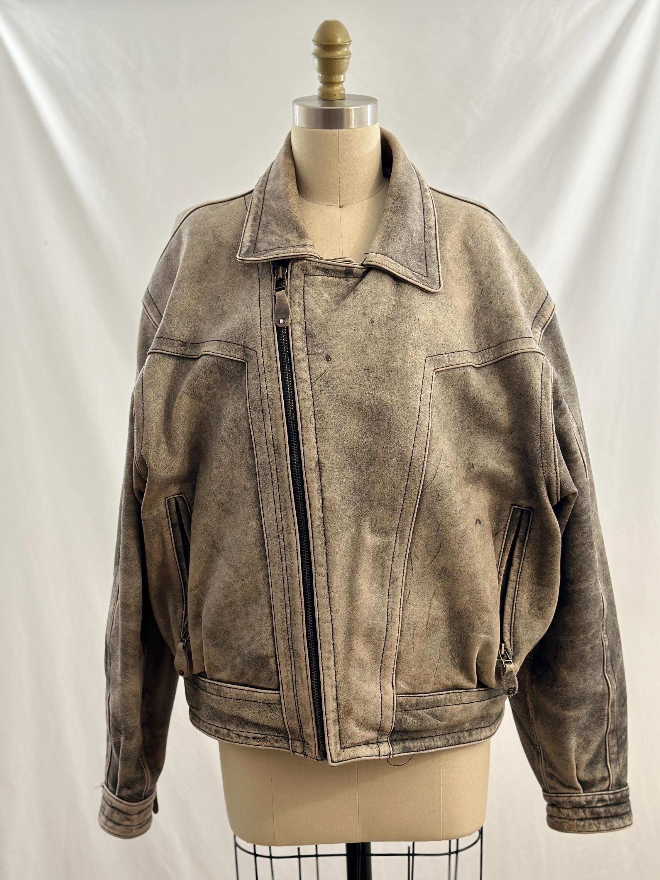 Vintage 80s Midway Distressed Gray Leather Jacket Gray Leather Bomber Jacket Extra Large - Etsy Vintage 80s Midway Distressed Gray Leather Jacket Gray Leather Bomber Jacket Extra Large - Etsy