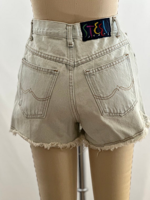 Vintage 90s STEEL High Waisted Jean Shorts High R… - image 4