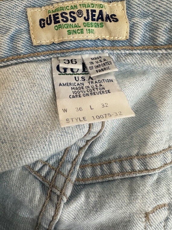 Vintage 90s Guess High Waisted Light Wash Jeans M… - image 5