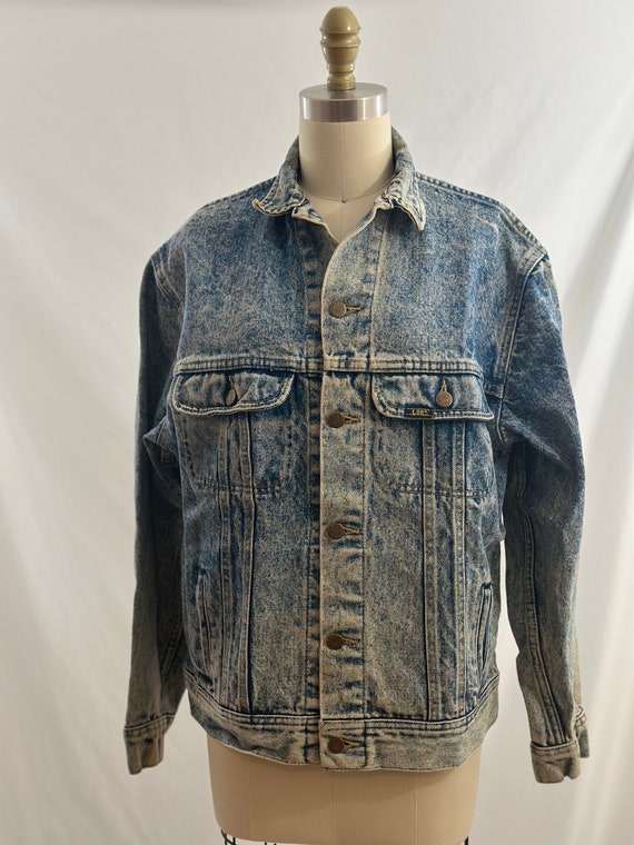 Vintage 80s Lee Stonewashed Denim Jacket  Standar… - image 3