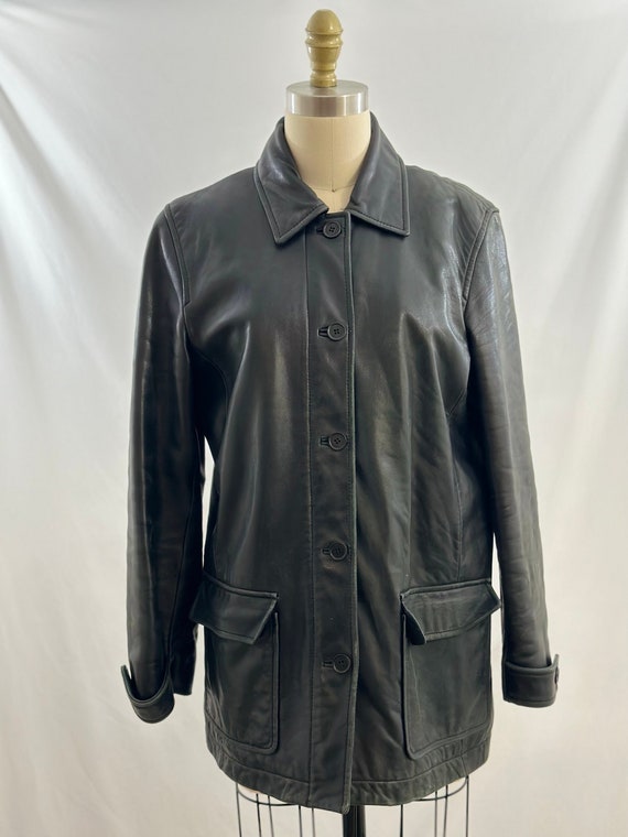 Vintage 90s Kenneth Cole Black Leather Jacket Blac