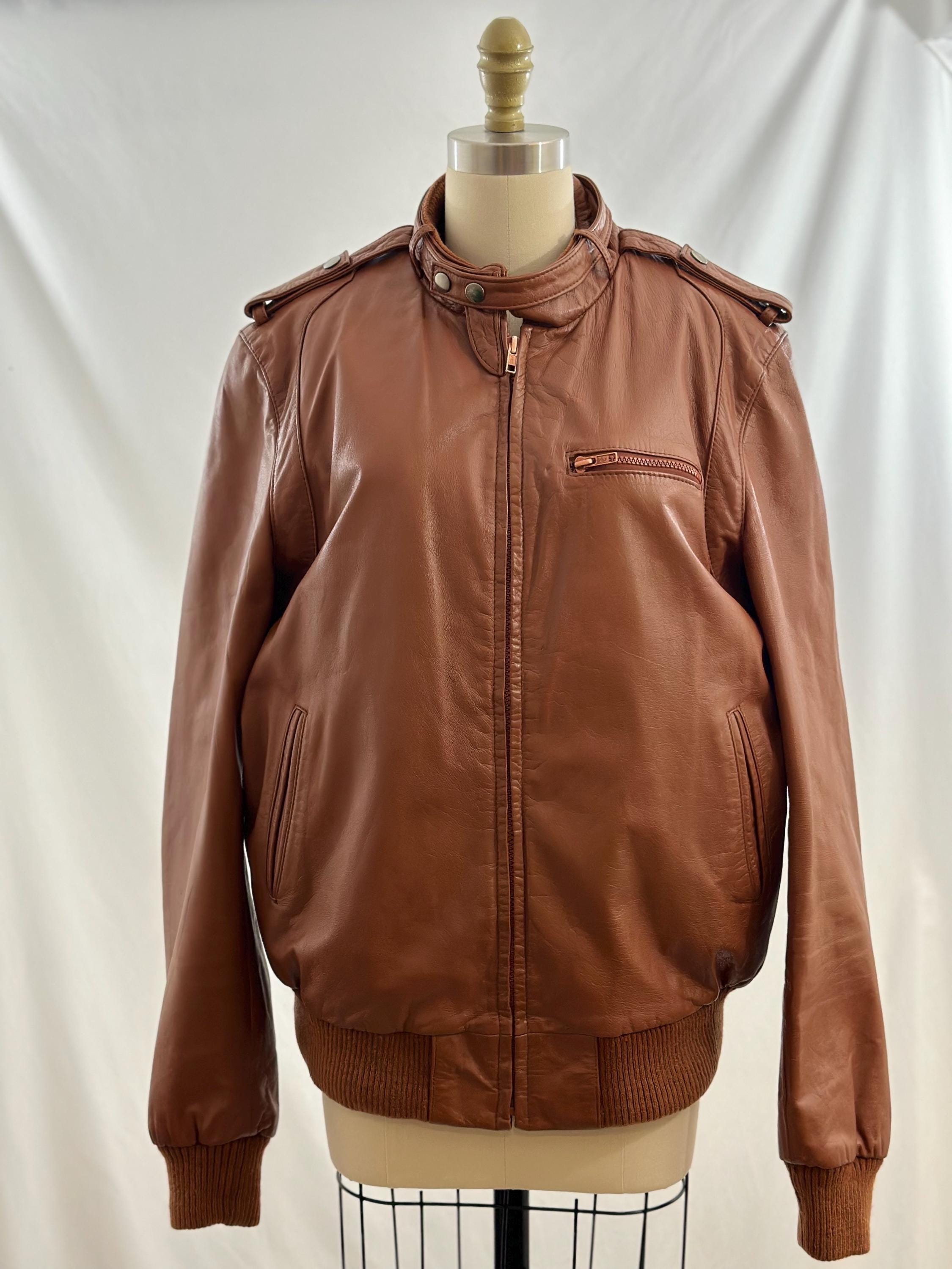 Vintage 70s Bermans Cinnamon Brown Leather Jacket Brown Leather