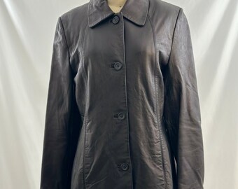 Vintage 90s Izod Black Leather Jacket Black Leather Button