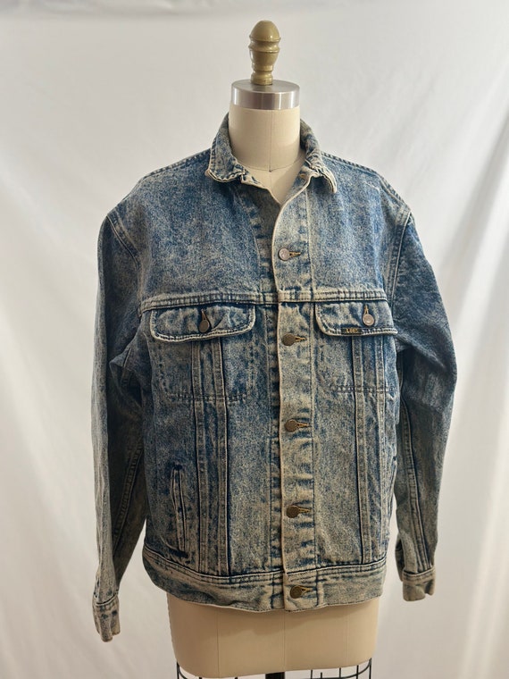 Vintage 80s Lee Stonewashed Denim Jacket  Standar… - image 2