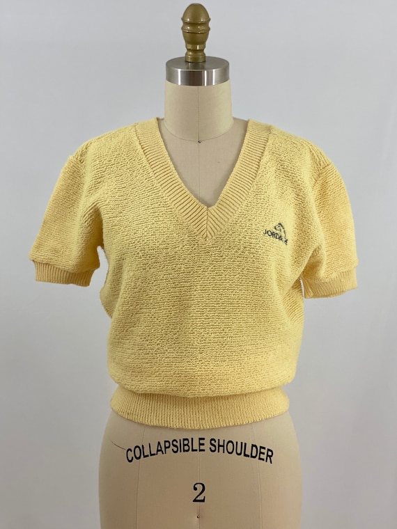 Vintage 80s Jordache Short Sleeve Sweater Yellow S