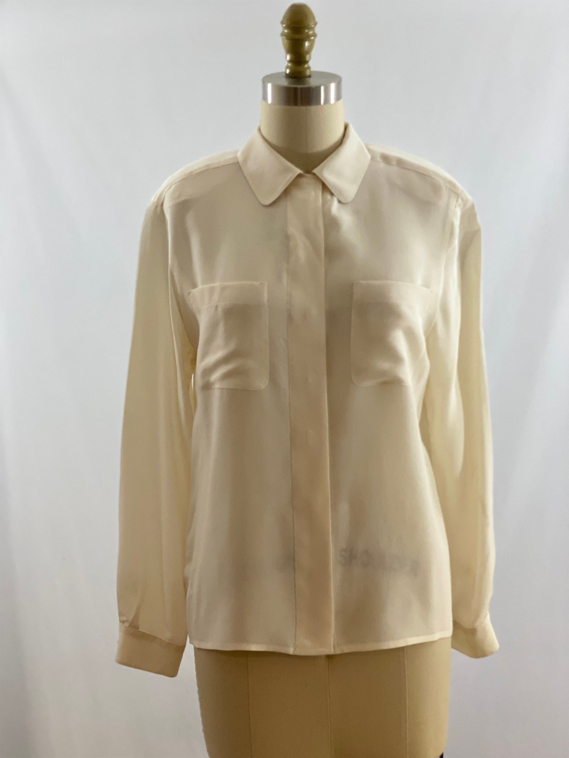 Vintage 90s Jones New York Ivory Silk Shirt Long Sleeve Silk - Etsy