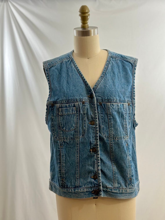 Vintage 90s Liz Claiborne Button Front Denim Top D