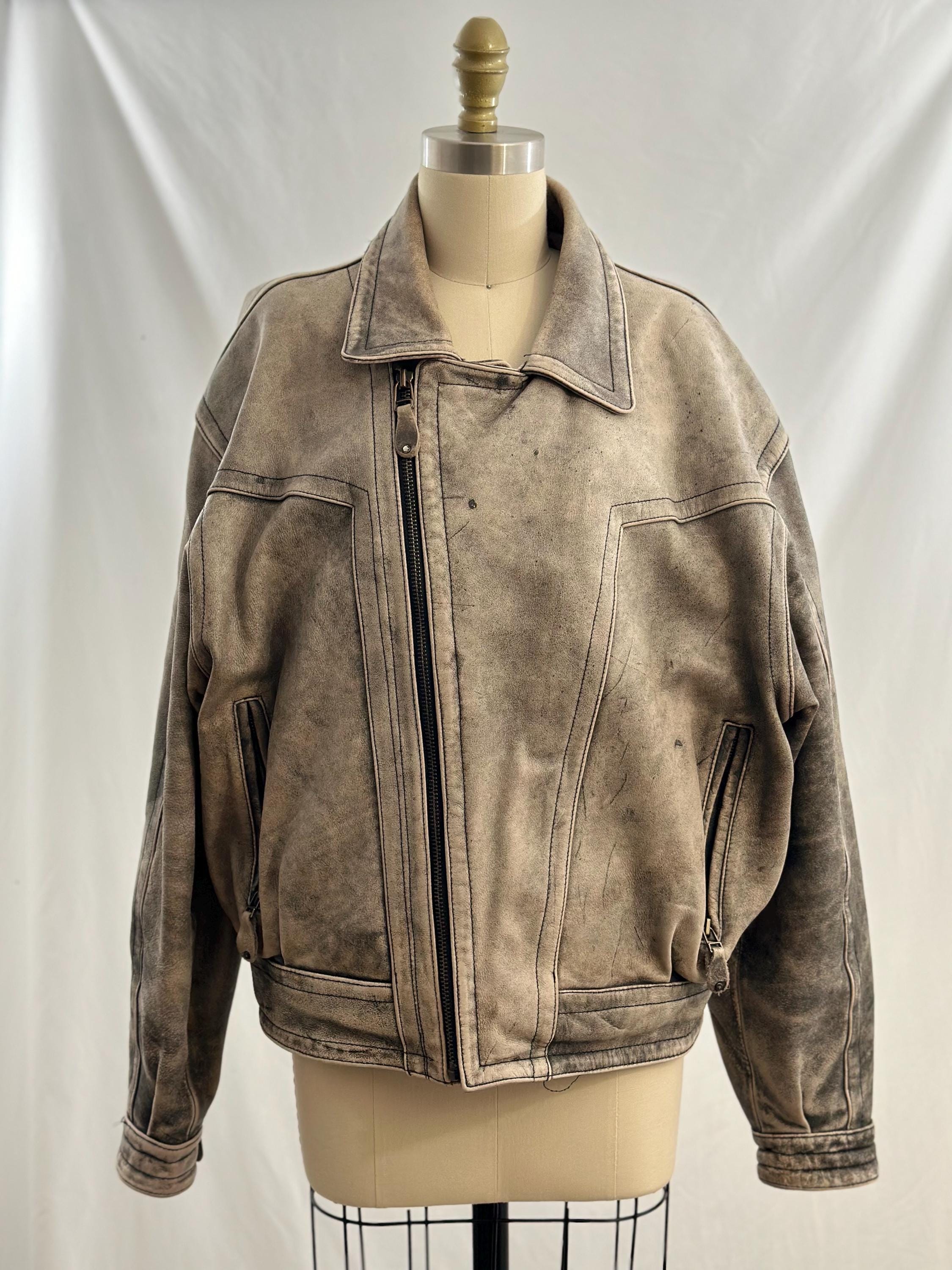Vintage 80s Midway Distressed Gray Leather Jacket Gray Leather Bomber Jacket Extra Large - Etsy Vintage 80s Midway Distressed Gray Leather Jacket Gray Leather Bomber Jacket Extra Large - Etsy