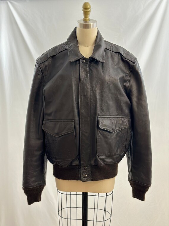 Vintage 90s Brown Type A-2 US Army Air Force Leather Jacket Brown 