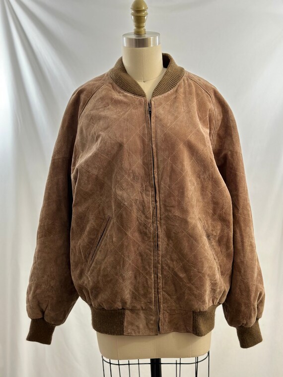 Vintage 90s Brown Suede Bomber Jacket Minimalist Suede Coat Medium Etsy