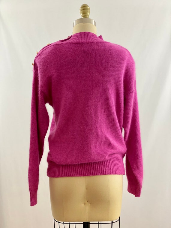 Vintage 80s 90s Jordache Sweater Magenta Silk Ble… - image 4