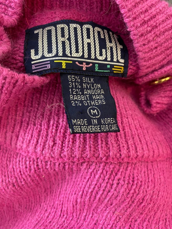 Vintage 80s 90s Jordache Sweater Magenta Silk Ble… - image 5