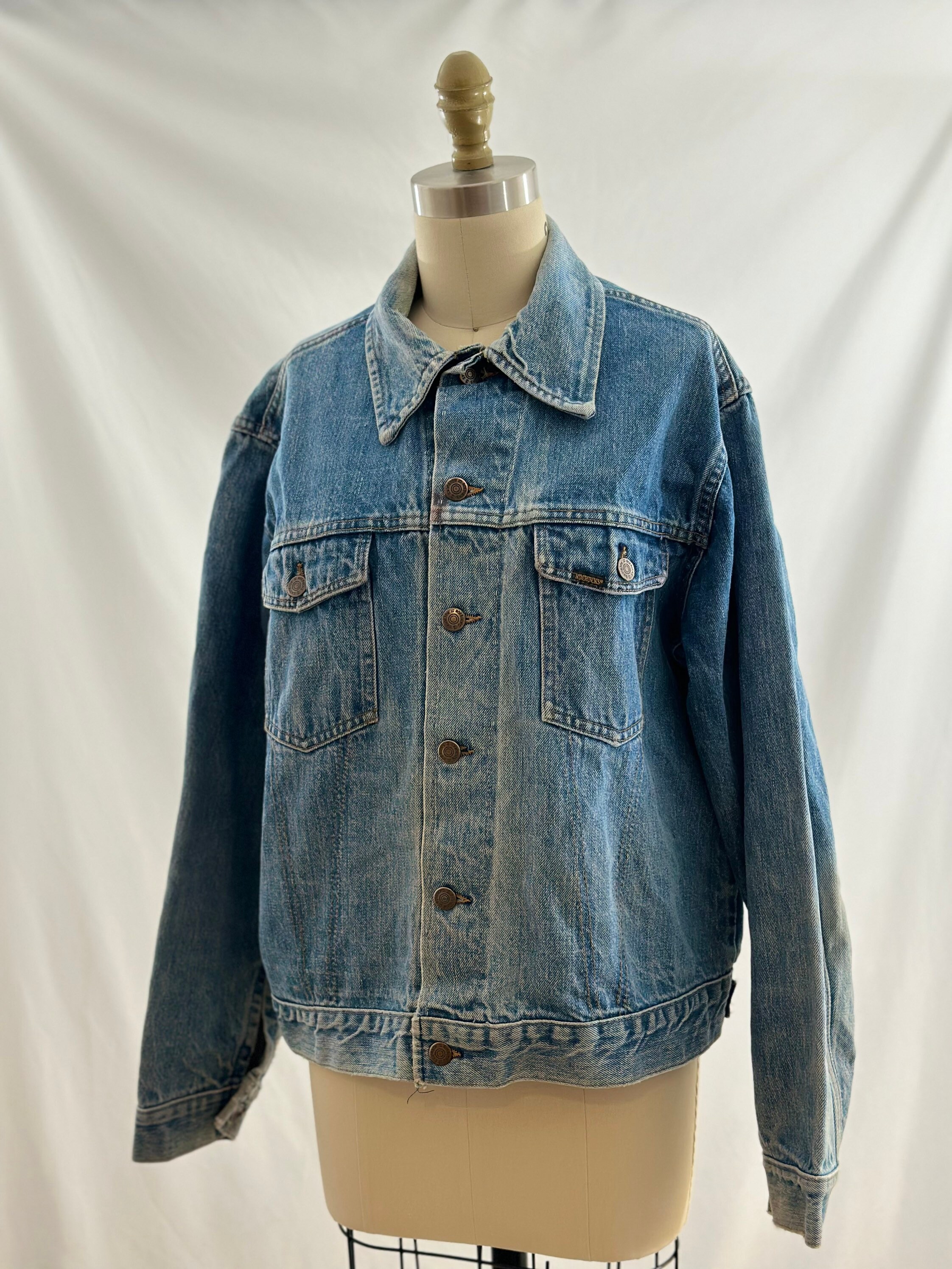 Vintage 80s Sears Distressed Denim Bomber Jacket Oversized - Etsy