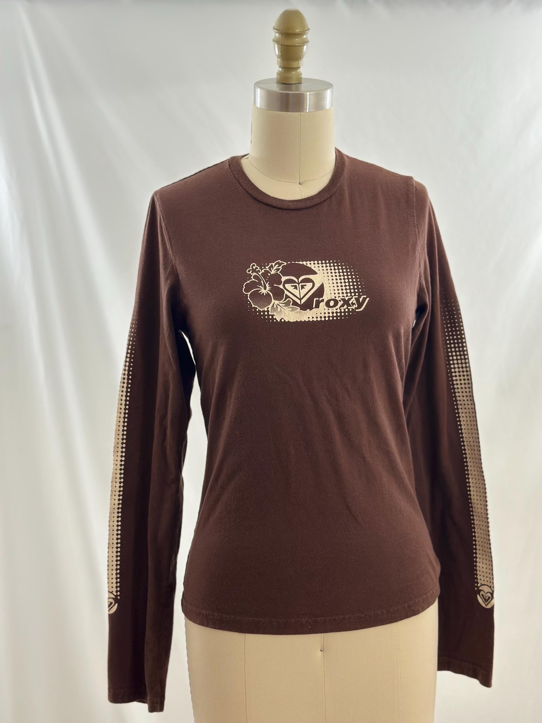Vintage Y2K Roxy Long Sleeve Tee: Brown Floral Surf Graphic - Etsy