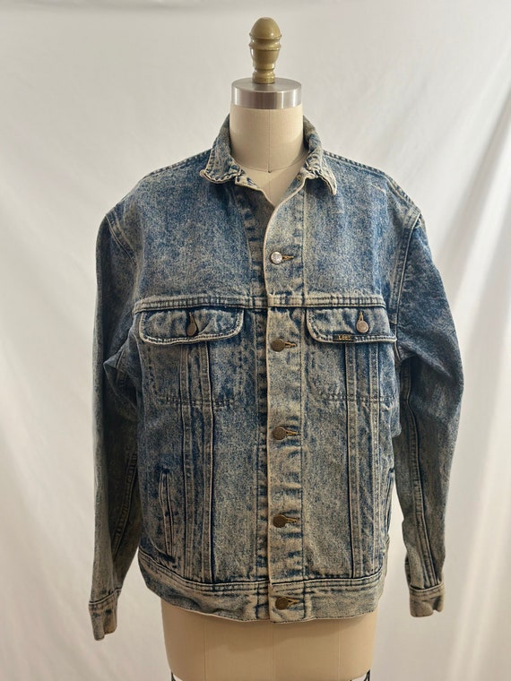 Vintage 80s Lee Stonewashed Denim Jacket  Standar… - image 1
