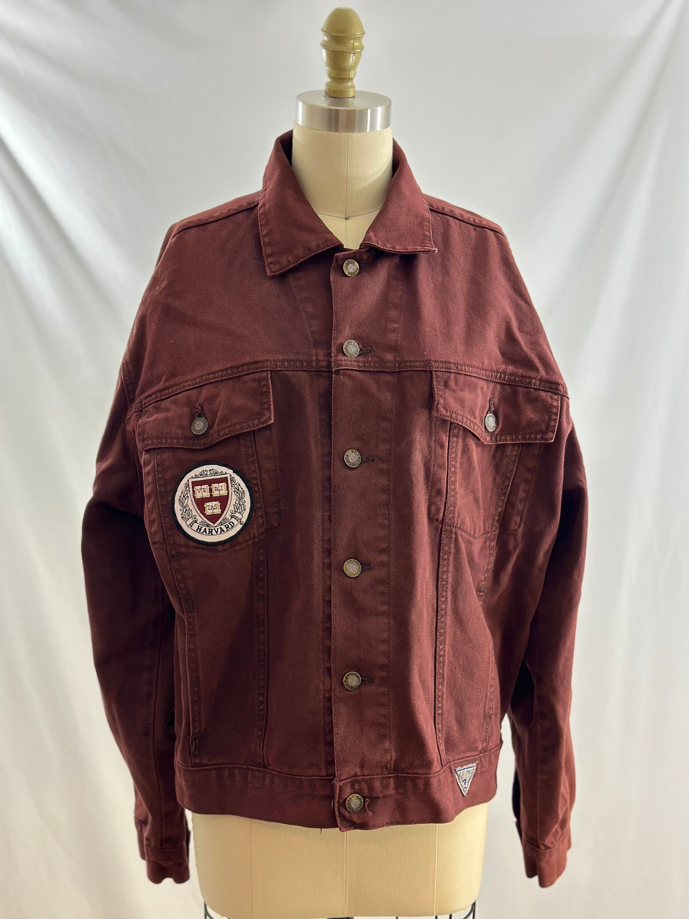 Mens Casual Wear Burgundy Denim Jacket - Jackets Creator