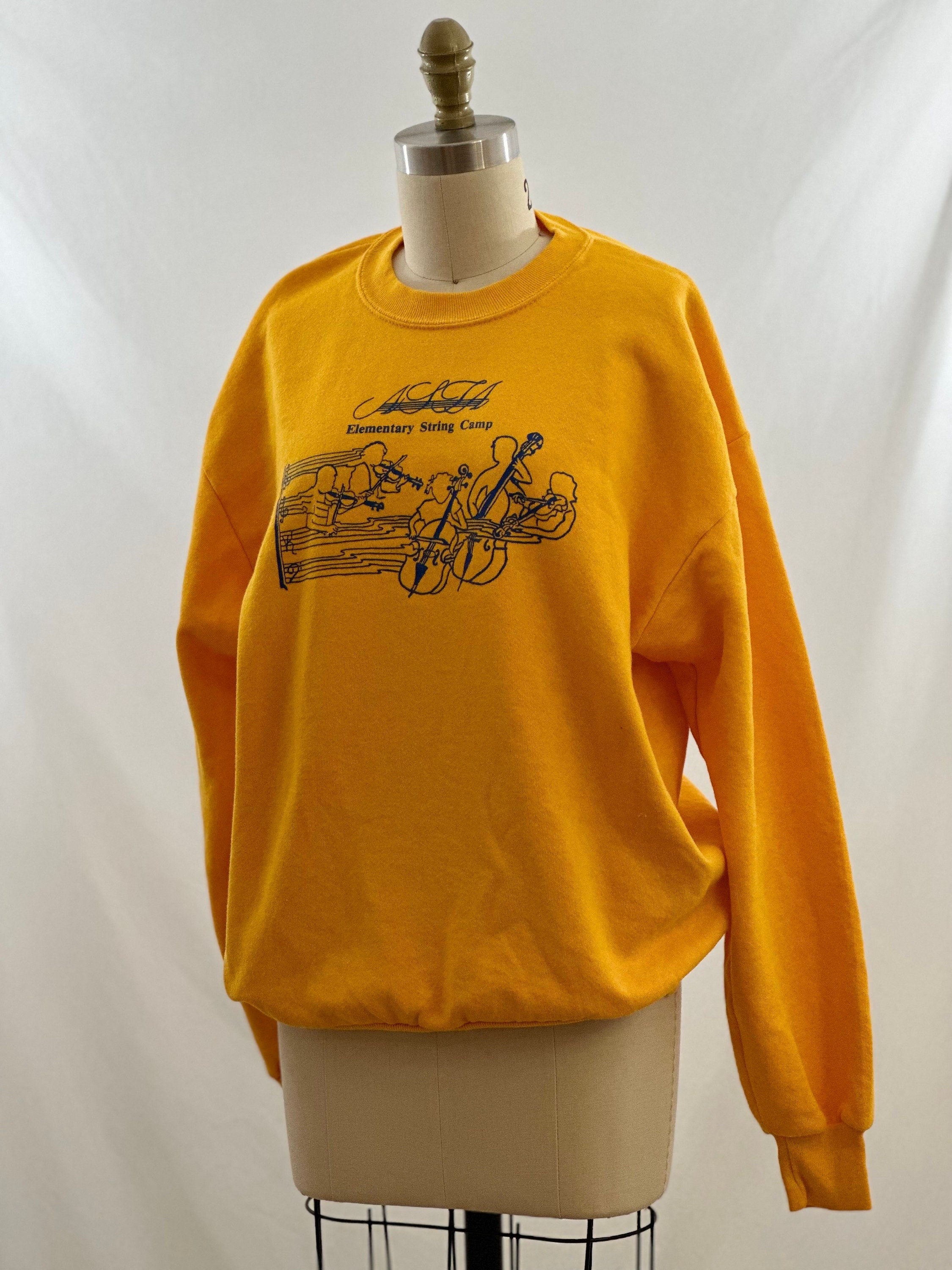 Vintage 90s Bright Yellow Novelty Music Camp Vintage Sweatshirt Vintage ...