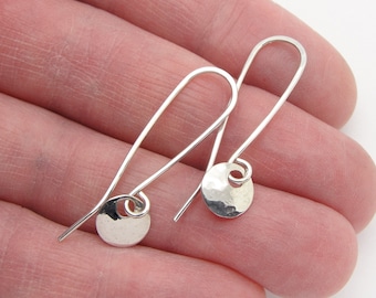 Extra Tiny Handmade Hammered Sterling Silver Minimalist Earrings with 1/4 Inch Round Dot Discs