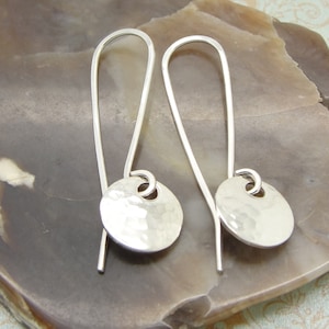 Tiny Handmade Hammered Sterling Silver Minimalist Earrings with 3/8 Inch Round Discs