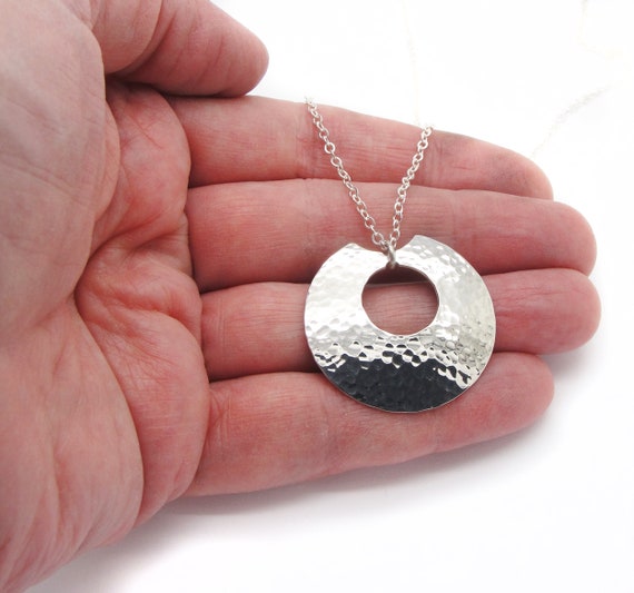 Hammered Disk Pendant - Pink Hammered Disk Pendant - Pink