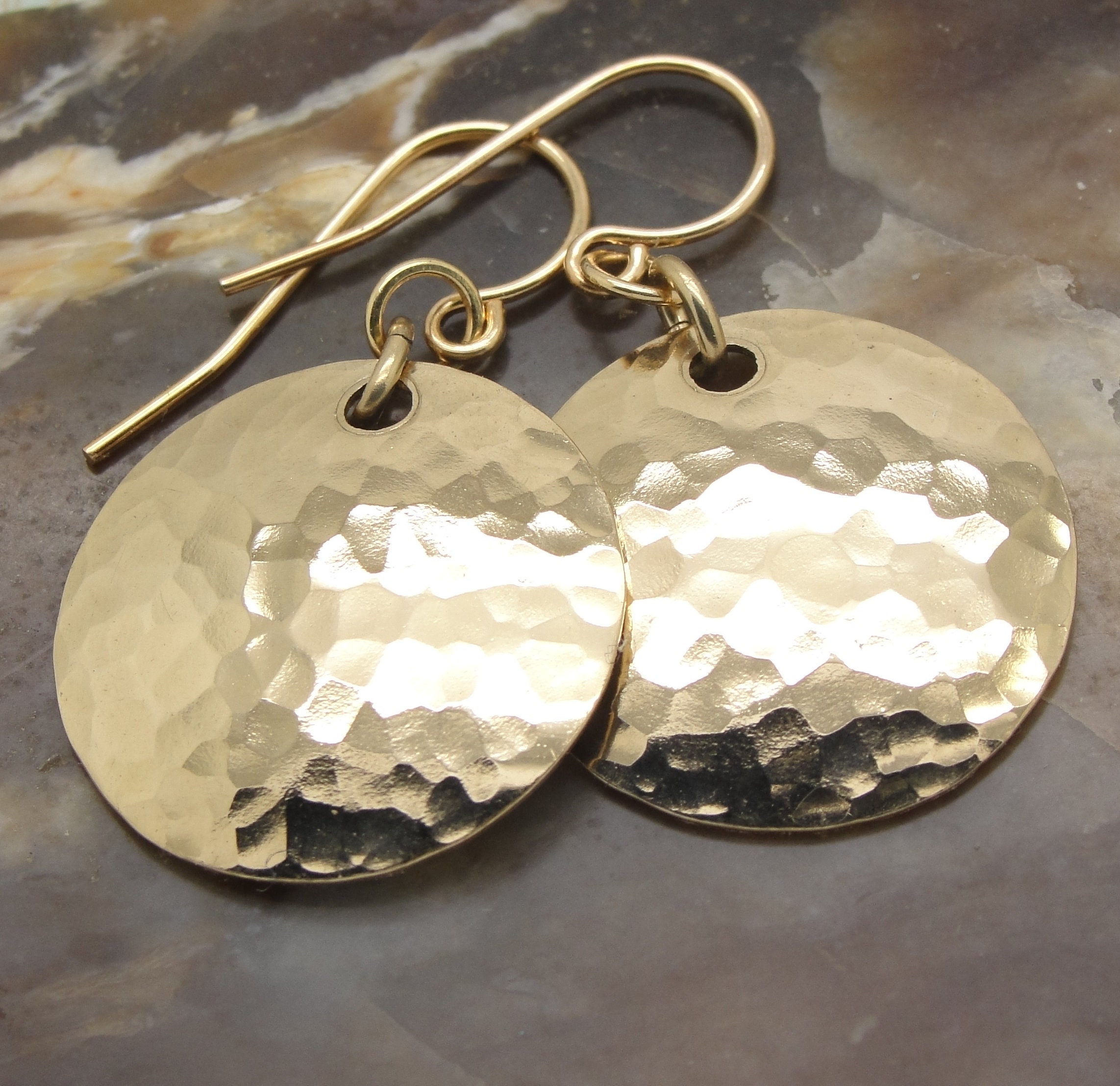 Medium Hammered Rose Gold Disc Earrings – Burnish