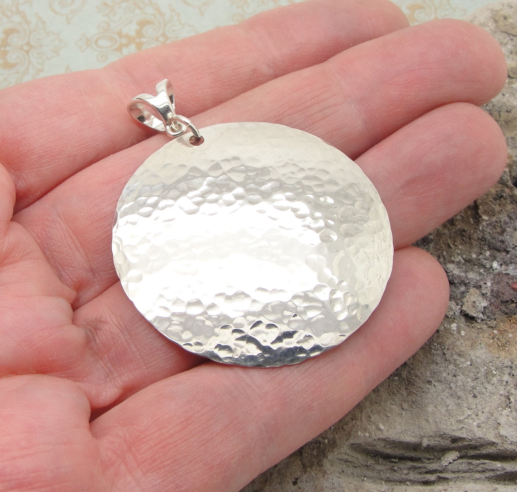 Large Silver Pendant Etsy