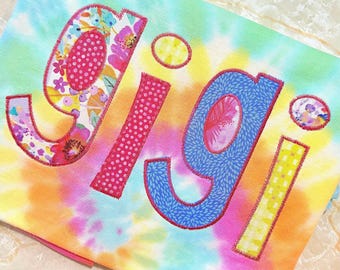 Gigi shirt, Gigi appliquéd shirt, Gigi applique, Mother’s Day, Grandmother T-Shirt, Tie Dye