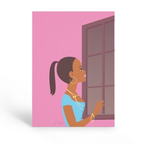 Afro-Amerikaans denkend venstervenster... Reflecterende gedachten persoonlijke briefpapier set, denken aan u, excuses, beterschap
