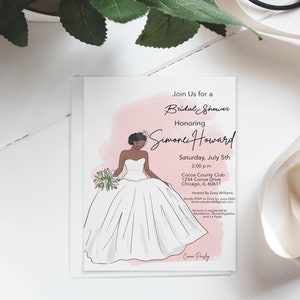 Glory Freedmen Bridal Shower Invitation | Black American Bridal Brunch Invite| Black American Bridal Tea | African American Black Bride