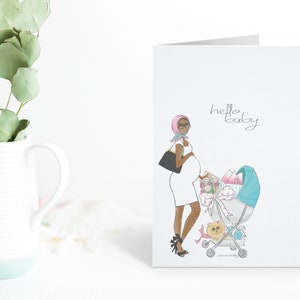 Olá, bebê... Cartão de felicitações para chá de bebê afro-americano, chá de bebê, cartões de felicitações pretos, parabéns, chás de bebê, futura mamãe