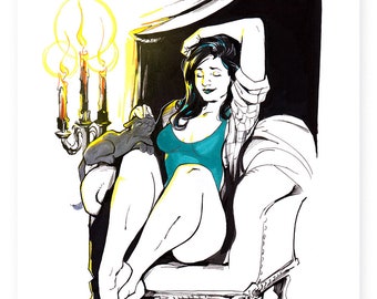 Sexy Girl Chillin' Pinup Print | Sexy Comic Art | Mature Content