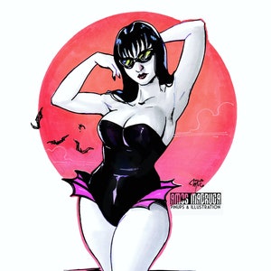 Goth Girl Swimming Pinup Print  | Sexy Gothic Art | Mature Content