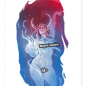 Curvy Succubus Pinup Print | Sexy Gothic Art | Mature Content