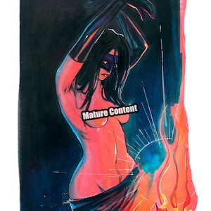 Masked and Mysterious Beauty Pinup Print | Sexy Gothic Art | Mature Content