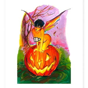 Halloween Fairy Pinup Print | Sexy Fantasy Art | Mature Content
