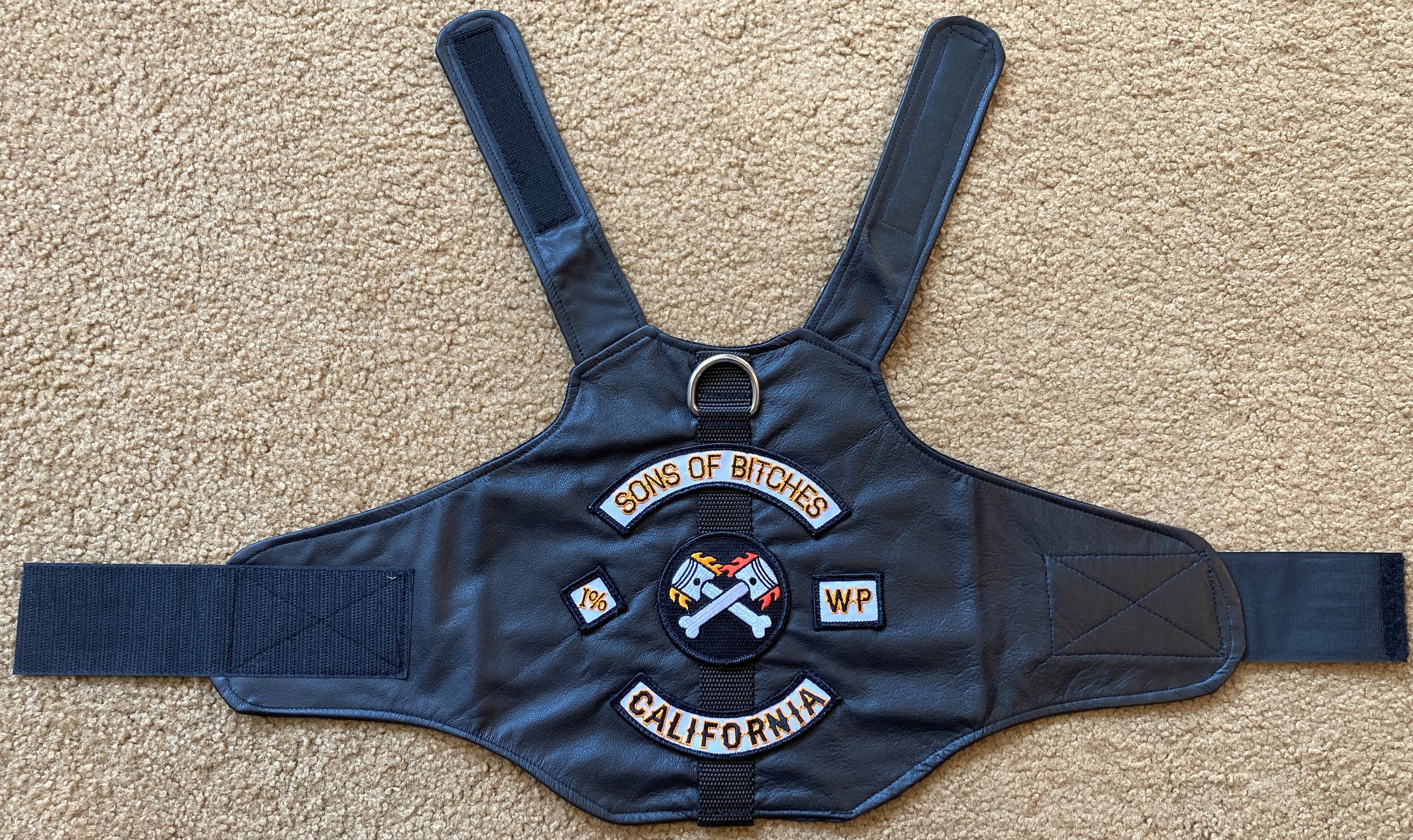 Real Leather Sons of Bitches Dog Biker Vest Jacket Etsy