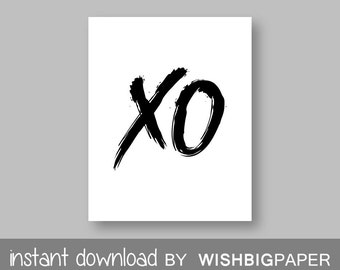 30%OFF!! XO Wall Art Print - Instant Download - Black White Wall Art. Typography Art. Printable Art. Hugs and Kisses. xo wall art. xo prints