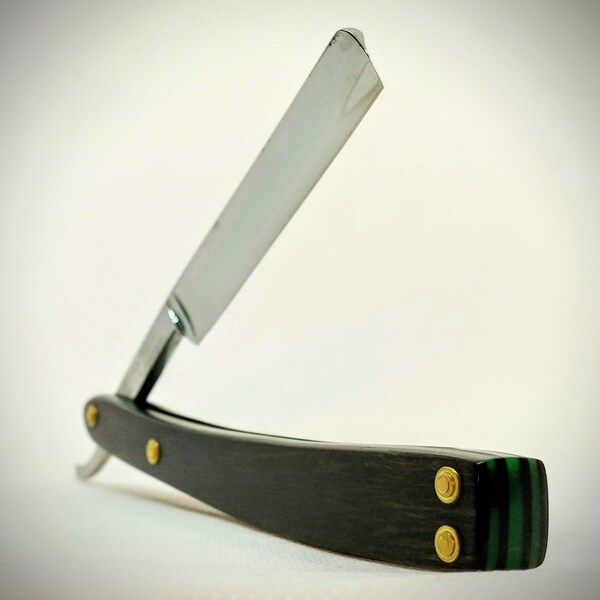 Unique Restored African Blackwood and Acrylic Straight Razor with Shave Ready Vintage Blade