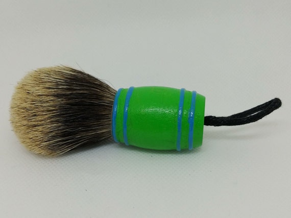 Shaving Brush - Hand-Turned Painted Birch Handle with Hanging Cord, Crafted with 100% Pure Badger Bristles