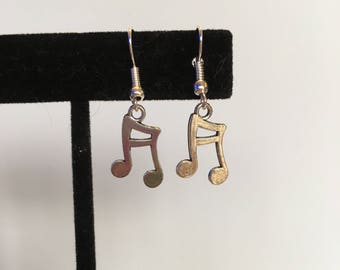 Silver music note earrings