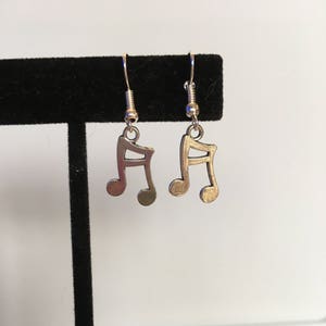 Silver music note earrings image 1