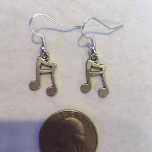 Silver music note earrings image 2